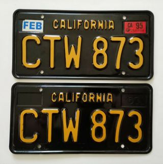 1963 California Black Plates Pair Unrestored