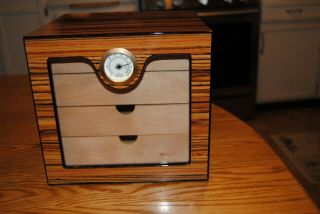Slightly 4 Drawer Wood Cigar Humidor With Humidifier And Hygrometer