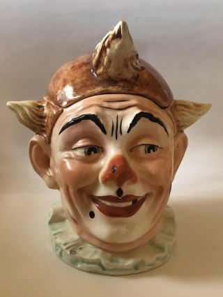 Majolica Clown Figural Tobacco Jar Humidor Antique 1900s