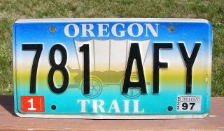 Oregon Trail License Plate 3,  Plates 781 Afy