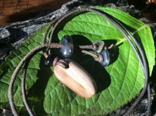 Deschutes Petrified Wood / Oregon Blue Black Agate Necklace RARE Black Banding 2