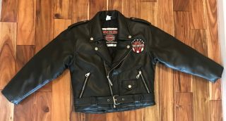 Harley Davidson Kids Faux Leather Jacket Motorcycle Bald Eagle American Flag