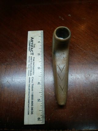 Museum Grade Indian Artifact G10 Fine Pipestone Hopewell Engraved Elbow Pipe