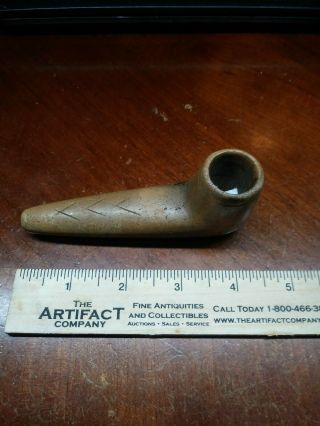 Museum Grade Indian artifact G10 Fine Pipestone Hopewell Engraved Elbow Pipe 2