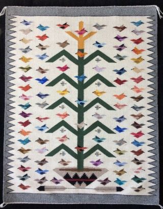 Rena Begay Navajo Tree Of Life Textile / Rug Large 30 " X 38 "