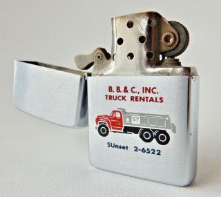 Vintage Rare Zippo Truck Advertising Lighter 1963 2 - Sided Engraving