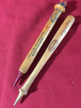 2 Vintage Souvenir Baseball Bat Pencils Jimmie Foxx Boston Red Sox Uncle Sam