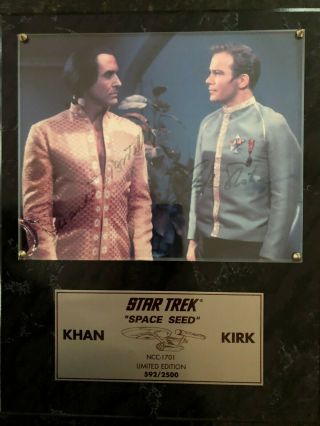 Star Trek Rare William Shatner Ricardo Montalban Autograph Plaque