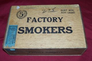 Old Je Rauh Cigar Co Factory Smokers Wood Wooden Box Vintage Tobacco Counter Top