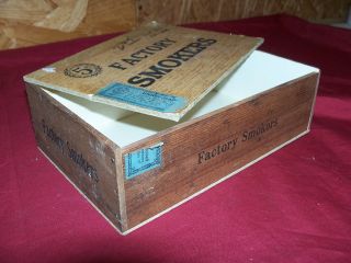 Old JE Rauh Cigar Co Factory Smokers Wood Wooden Box Vintage Tobacco Counter Top 2