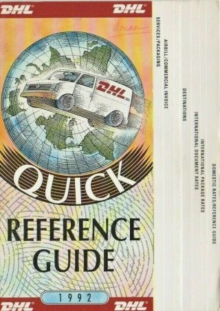 Vintage 1992 Dhl Services Quick Reference Guide 15 Pages