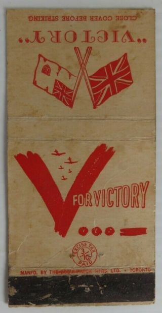 Vintage Wwii V For Victory Matchbook Cover (inv24384)