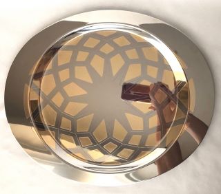 Rare Officina Alessi Campidoglio Oval Tray Mirror Stainless W 24k Venturi Italy