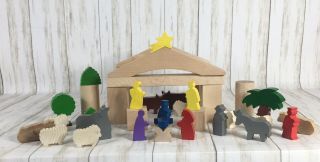 Vintage T.  C.  Timber 44 Pc Nativity Set Complete W/box