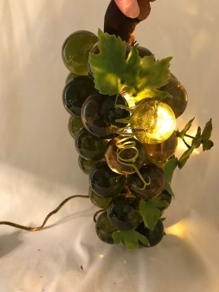 Vintage Acrylic Lucite Grape Cluster Green Lighted Plastic Vines DriftWood Retro 6