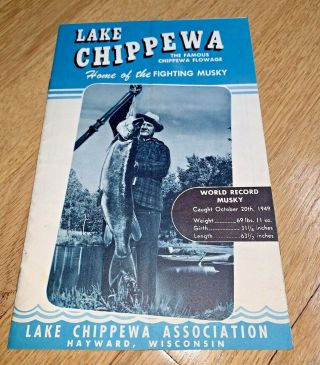 1956 Lake Chippewa / Lake Hayward Brochure Home Of The Fighting Musky