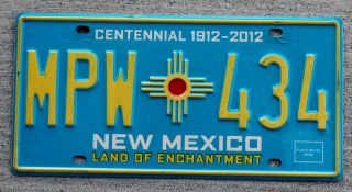Good Looking Yellow On Turquoise Mexico Centennial License Plate