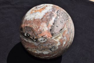 Agate Sphere Stone Ball 5 Inch Large Polished Crazy Lace Agate Rare Unique Pink