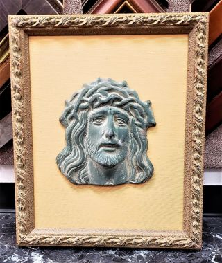 Plaque Of Jesus Christ Crown Of Thorns Terracotta Sculpture Professional Frame