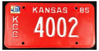 Kansas 1985 Kcc Corporation Commission Trucking Permit License Plate 4002