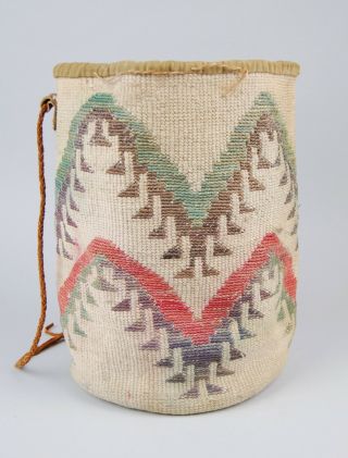 Northwest Native Woven Sally Bag Cylinder - Nez Perce Wasco - Corn Husk Plateau