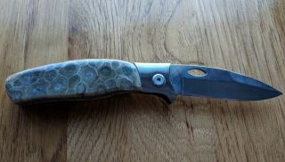 Petoskey Stone Folding Knife - Hand Made