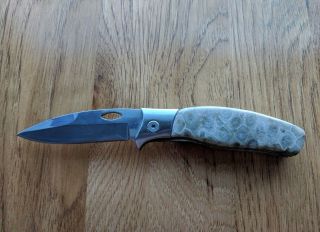 Petoskey Stone Folding Knife - Hand Made 2