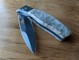 Petoskey Stone Folding Knife - Hand Made 4