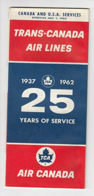 1962 Trans - Canada Air Lines Schedules 25 Years