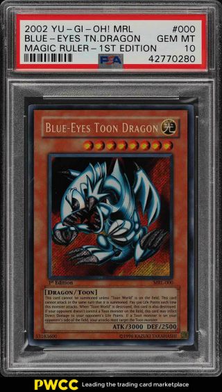 2002 Yu - Gi - Oh 1st Edition Blue Eyes Toon Dragon Mrl 000 Psa 10 Gem (pwcc)