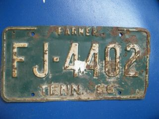 1966 Tennessee Farmer License Plate Fj - 4402