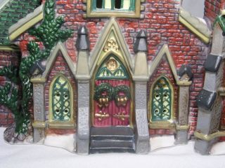 Dickens Christmas Victorian Village Red Brick Church Porcelain Lighted 4