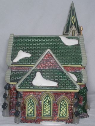 Dickens Christmas Victorian Village Red Brick Church Porcelain Lighted 8