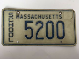 1967 Massachusetts License Plate School Bus School Vehicle Blue On White 5200