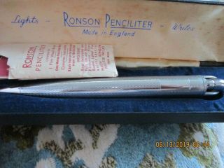Vintage Ronson Penciliter Pen Lighter W/case,  With Instruction Made In England