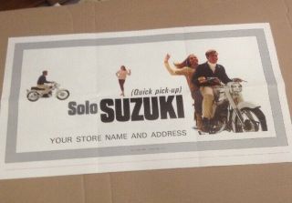 1966 Solo Suzuki Dealer Store Display Poster Salesman Advertising Promo Piece