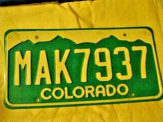 Colorado Nr License Plate No Year Sticker Mak7937 Alum White Back