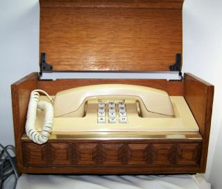 Vtg 1970s Office Executive Phone Western Electric High End Wood Box Phone 2
