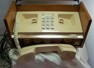 Vtg 1970s Office Executive Phone Western Electric High End Wood Box Phone 8