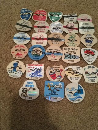 60,  Vintage Stone Harbor Jersey Beach Tags / Badges 1982–2014 ‘lot’ Bid $1