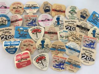 60,  Vintage Stone Harbor Jersey Beach Tags / Badges 1982–2014 ‘Lot’ Bid $1 2