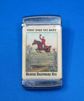 Hunter Baltimore Rye Match Safe,  Celluloid Wrapped,  Whitehead & Hoag,  C.  1905
