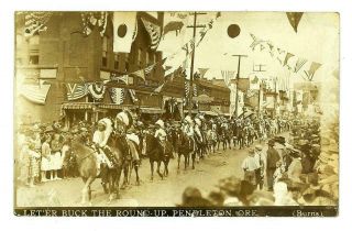 Native American Indian Parade 1910s - 20s Pendleton Oregon Round Up - Burns Rppc