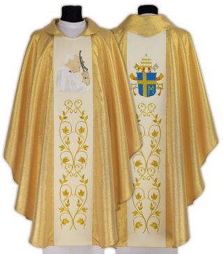 Gold Chasuble With Pope John Paul Ii With Matching Stole 568 - G Us