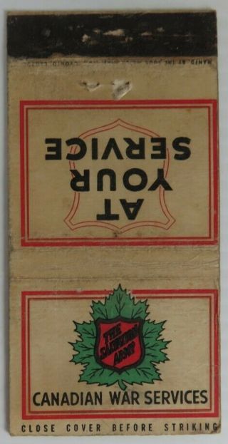 Vintage Wwii Salvation Army Canadian War Services Matchbook Cover Lot2 (inv24393)