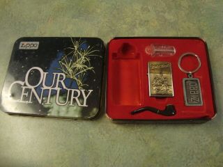 Boxed Zippo Our Century Cigarette Lighter W/ Key - Ring,  Pipe