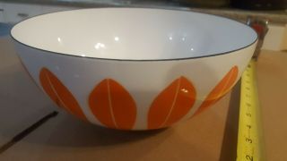 Cathrineholm Norway White Orange Lotus Enamel Bowl 9.  5 " Mid Century Modern