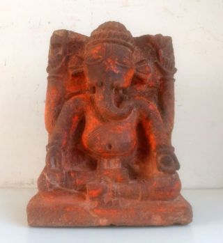 1850 ' s Antique Old Rare Stone Hand Carved Hindu God Ganesha Statue Sculpture 2