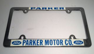 Vintage Parker Az Ford Parker Motor Co.  Metal License Plate Frame