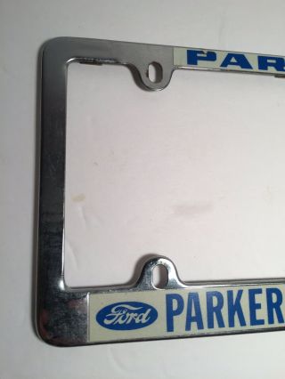 Vintage PARKER AZ FORD PARKER MOTOR CO.  Metal License Plate Frame 2